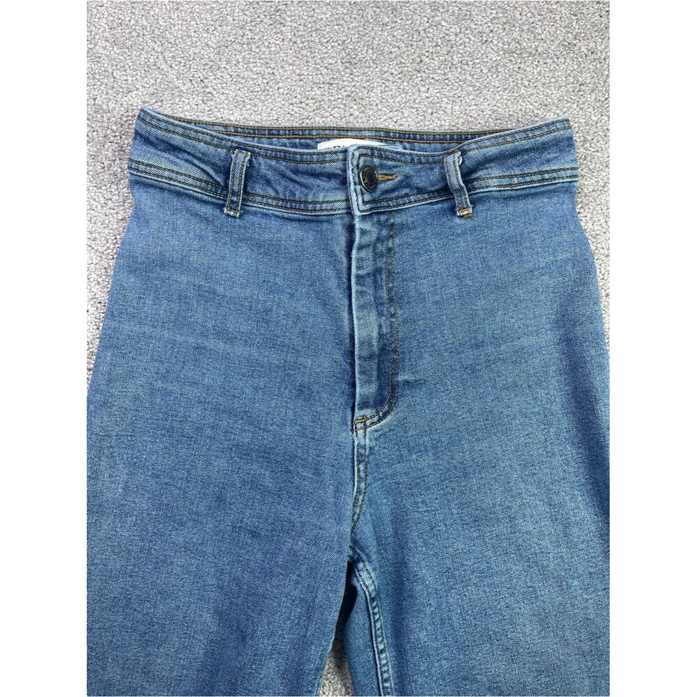 Zara Jeans Women’s 6 Blue Slim Fit Wide Leg Super High Rise Medium Wash Denim - Picture 2 of 10